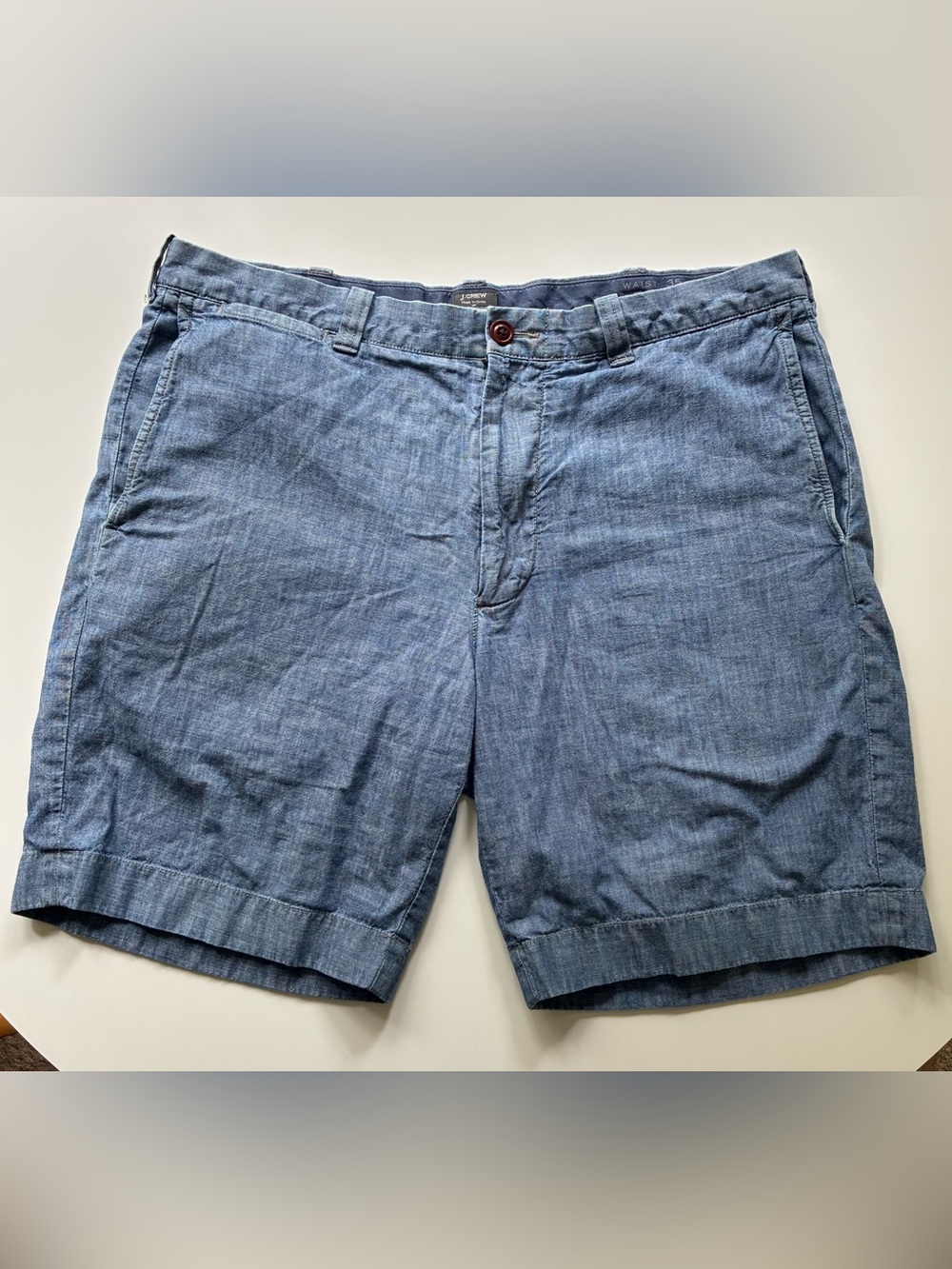 J.Crew Mens Blue Chambray Shorts. Waist Size 35.